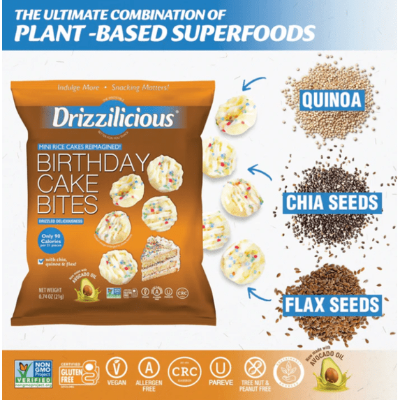 미국직구 4 pack Drizzilicious 21g 4팩 / 4 pack Drizzilicious Birthday Cake Mini Rice Cake Glute 5