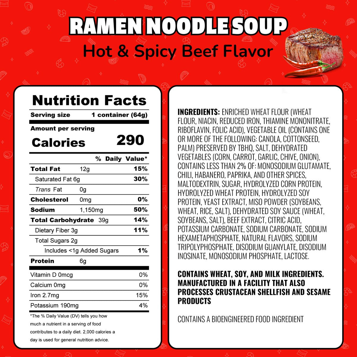 미국직구 Maruchan Instant Lunch 64g 2팩 / Maruchan Instant Lunch Hot & Spicy Beef Ramen Noodles 5