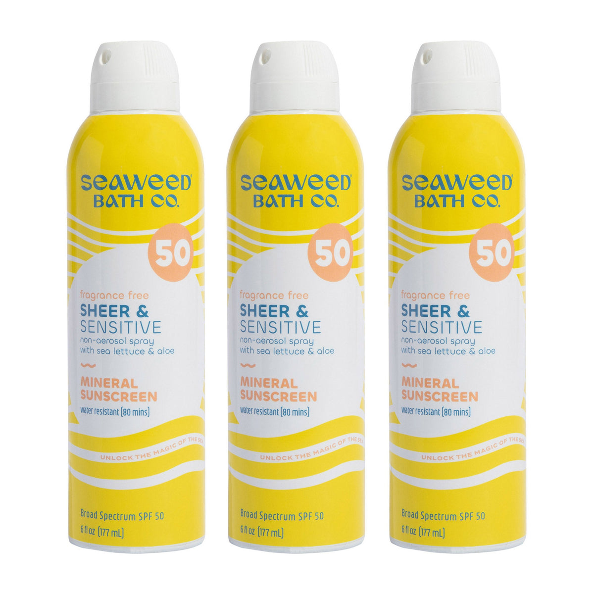 미국직구 Seaweed Bath Co 선크림 SPF50 177ml 3팩 / Seaweed Bath Co. Sheer & Sensitive Mineral Sunscreen Spray 1