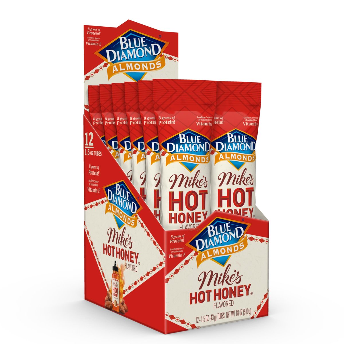 미국직구 Blue Diamond Hot 견과 43g / Blue Diamond Hot Honey Chili Almonds, 12 Bags x 43g Each, w 4