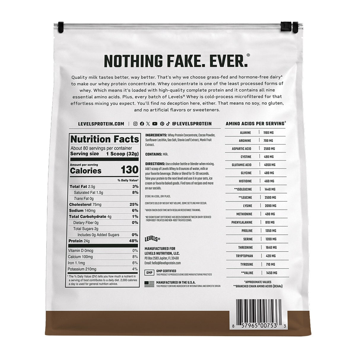 미국직구 Levels Grass Fed 초콜릿 / Levels Grass Fed Whey Protein, Double Chocolate, 5.64 lbs 2