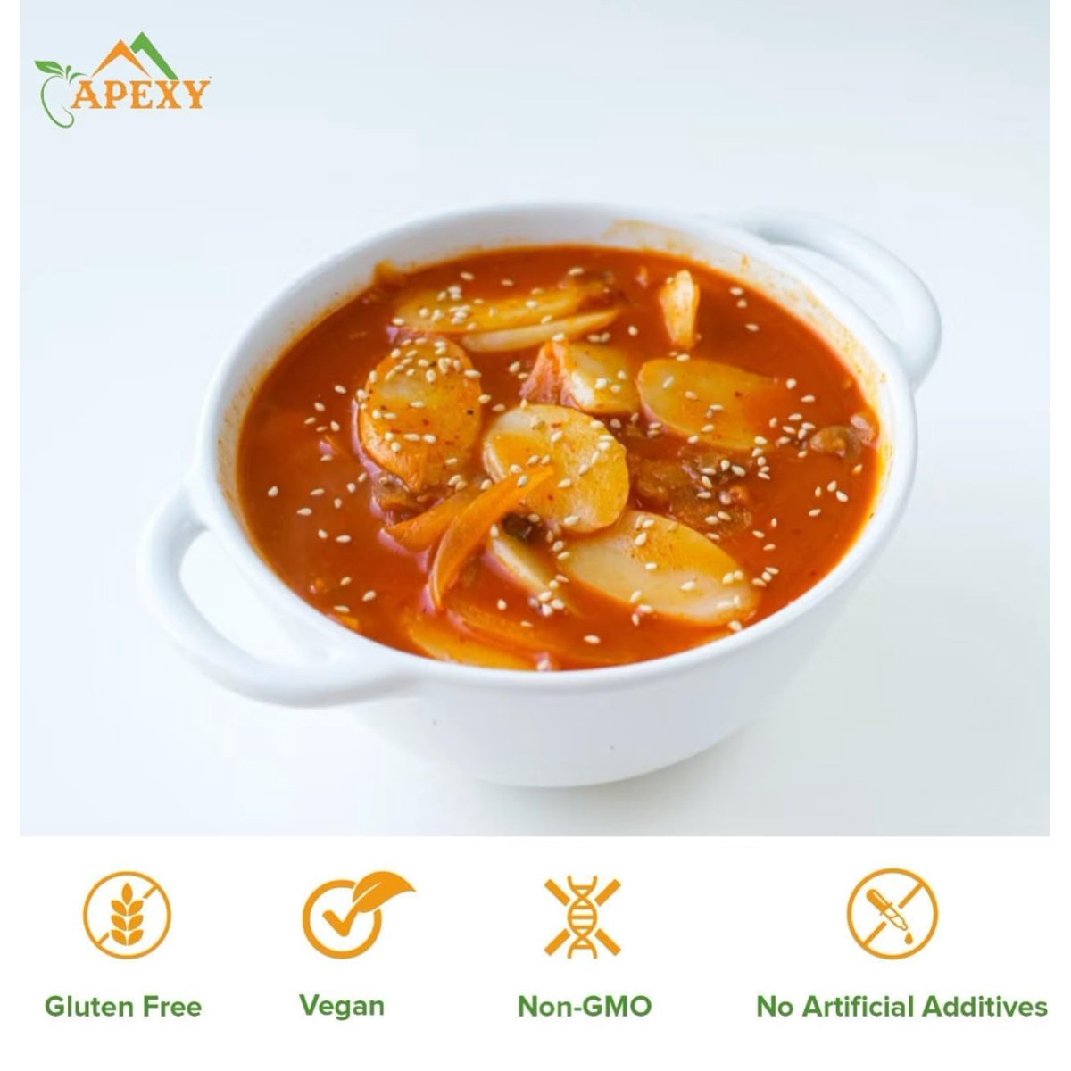 미국직구 Apexy Korean Tteokbokki 600g / Apexy Korean Tteokbokki Rice Cake Slice 600g | No MSG, 5