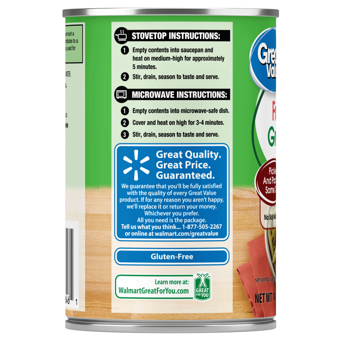 미국직구 Great Value French 404g 2팩 / Great Value French Style Green Beans, No Salt Added, Glu 5