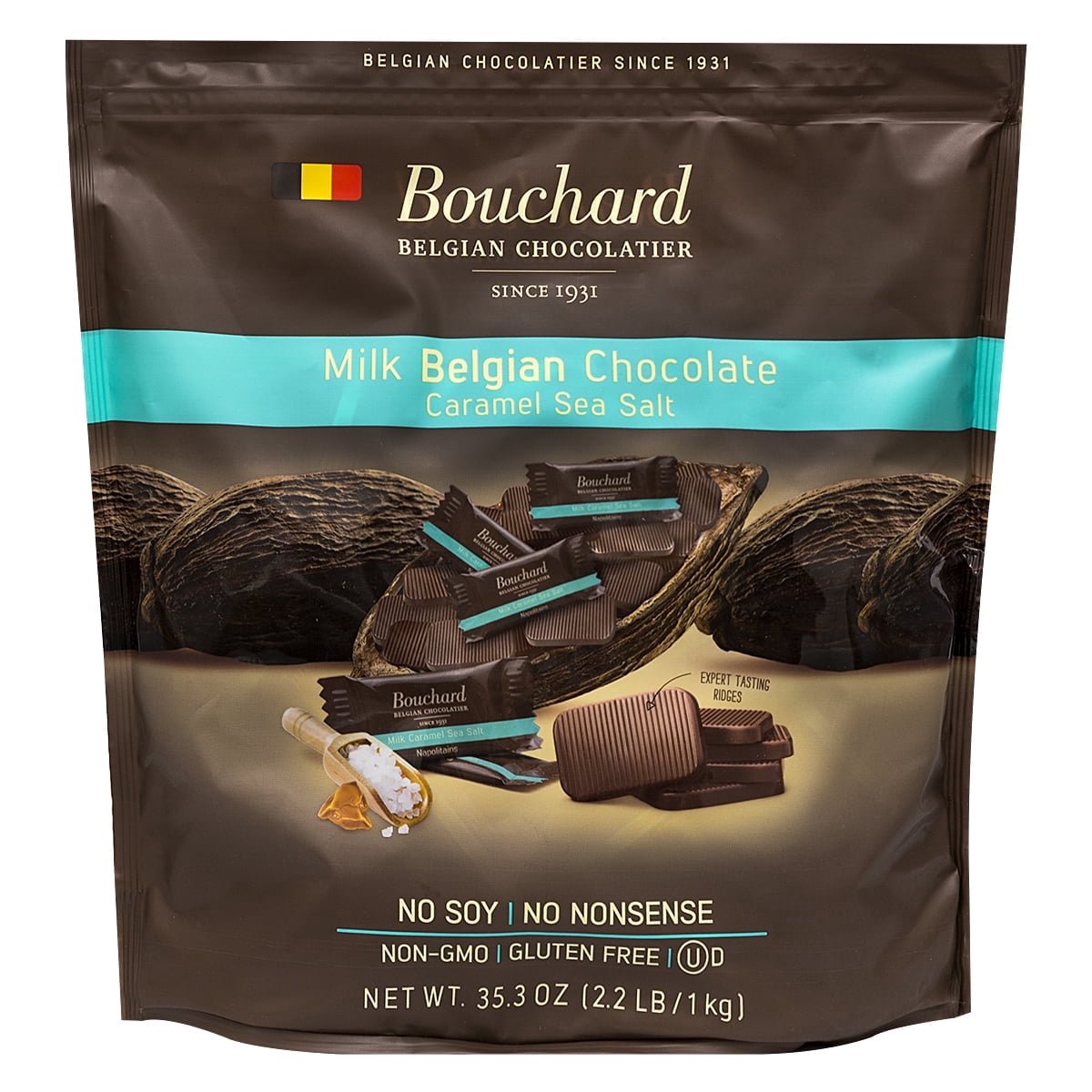 미국직구 Bouchard Belgian 초콜릿 998g / Bouchard Belgian Milk Chocolate Caramel Sea Salt Napolitains 998g ( 1