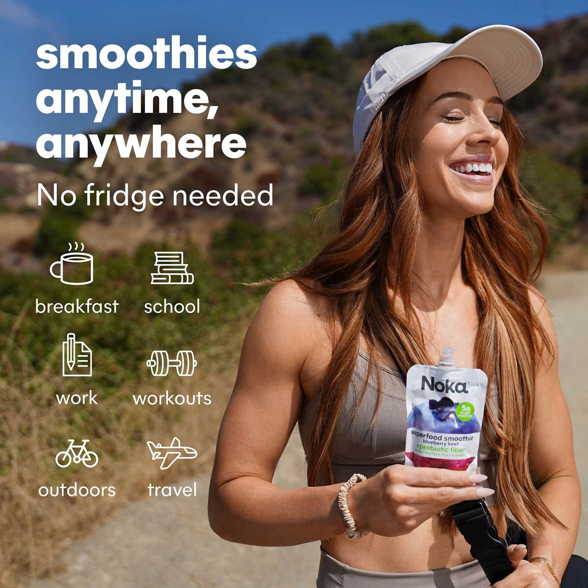 미국직구 Noka 120g 12팩 / Noka Organic Plant Protein Smoothie Pouches, Strawberry Banana, 120g 7