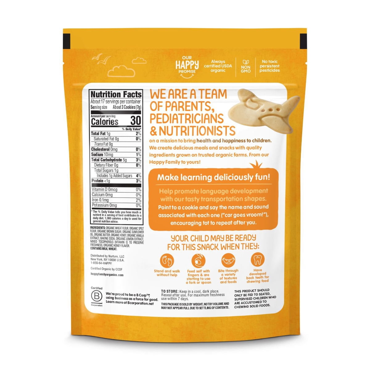 미국직구 Happy Tot 과자 125g 5팩 / Happy Tot Organic Multi-Grain Toddler Cookie, Vanilla or Straw 7