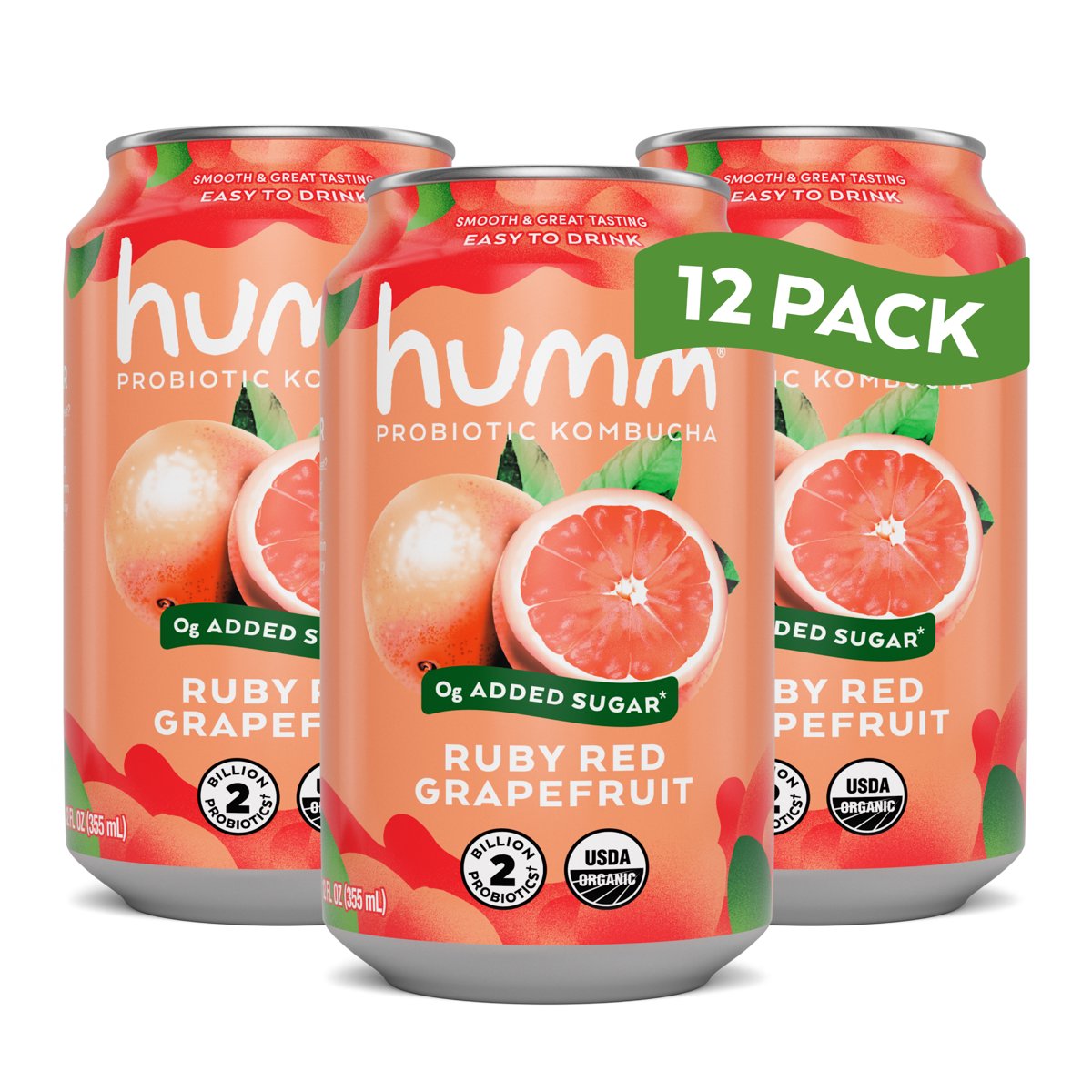 미국직구 Humm Kombucha Ruby 340g 12팩 / Humm Kombucha Ruby Red Grapefruit, 12 Pack, 340g Cans 1