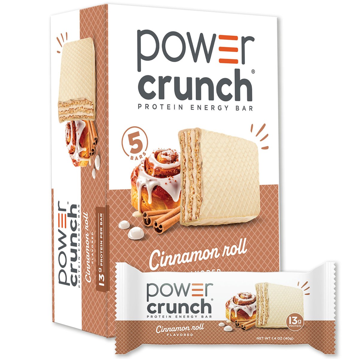 미국직구 Power Crunch Cinnamon 40g / Power Crunch Cinnamon Bars Carton 40g, 5 Count 1