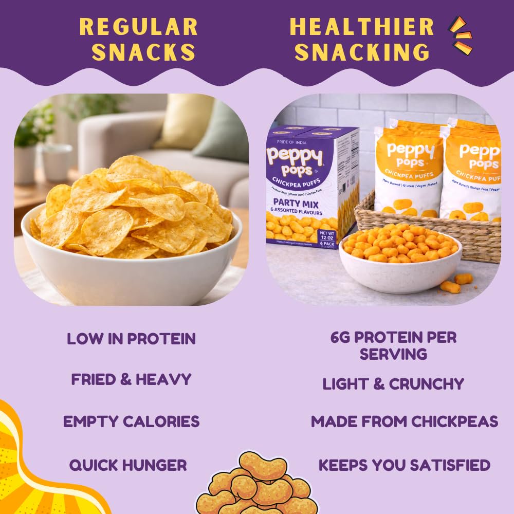 미국직구 Peppy Pops Chickpea 340g 6팩 / Peppy Pops Chickpea Puffs Party Mix Variety Pack - 6 Pa 3