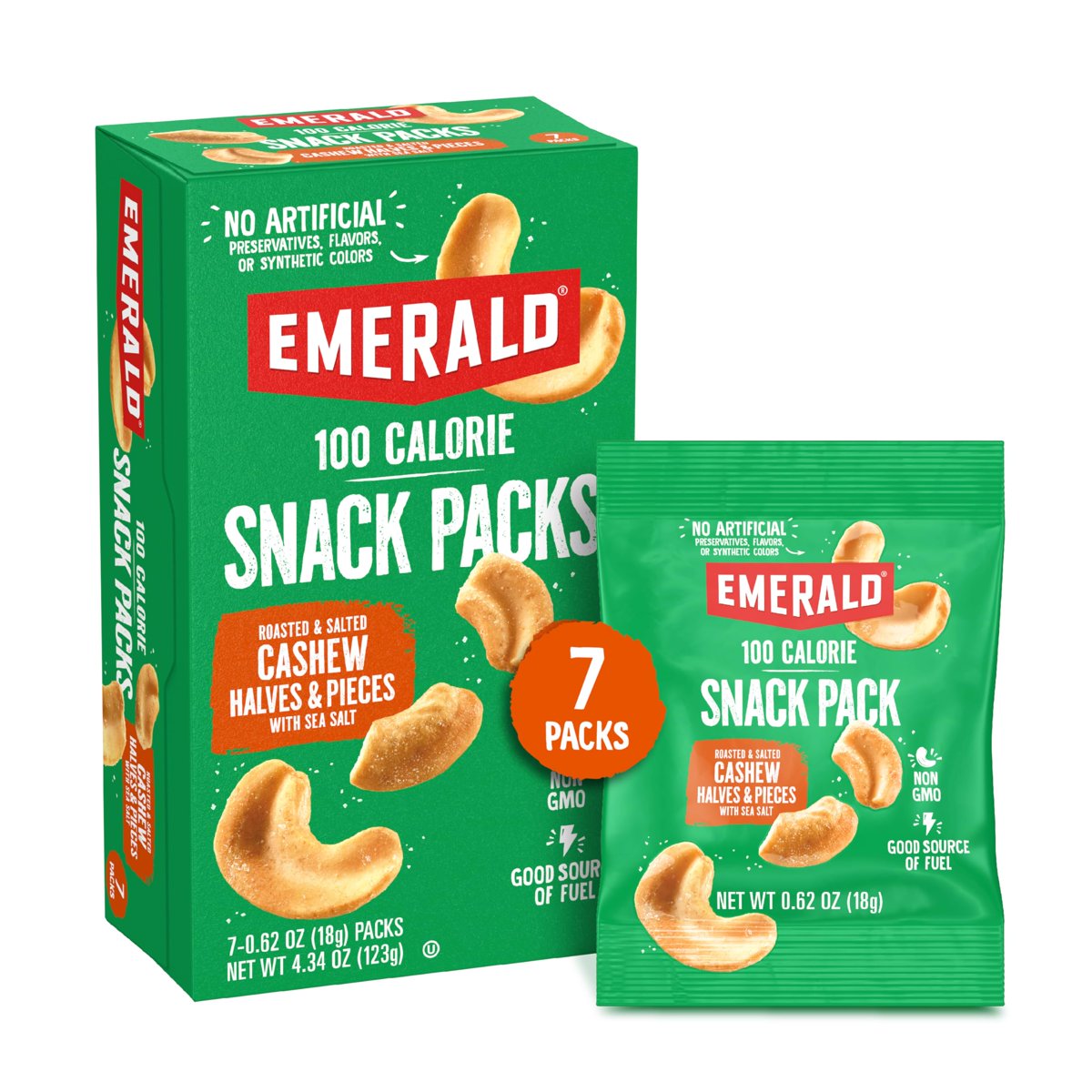 미국직구 Emerald Roasted and 견과 57g / Emerald Roasted and Salted Cashews, 1 Box with 7 Counts, 4