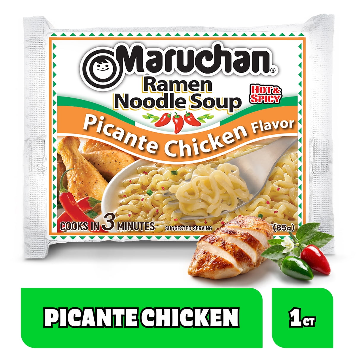 미국직구 Maruchan Ramen Noodle 85g 2팩 / Maruchan Ramen Noodle Soup, Picante Chicken Flavor Ins 2