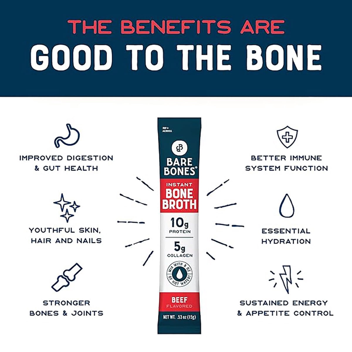 미국직구 Bare Bones Instant 120g 8팩 / Bare Bones Instant Beef Bouillon Bone Broth Sticks, 120g 5