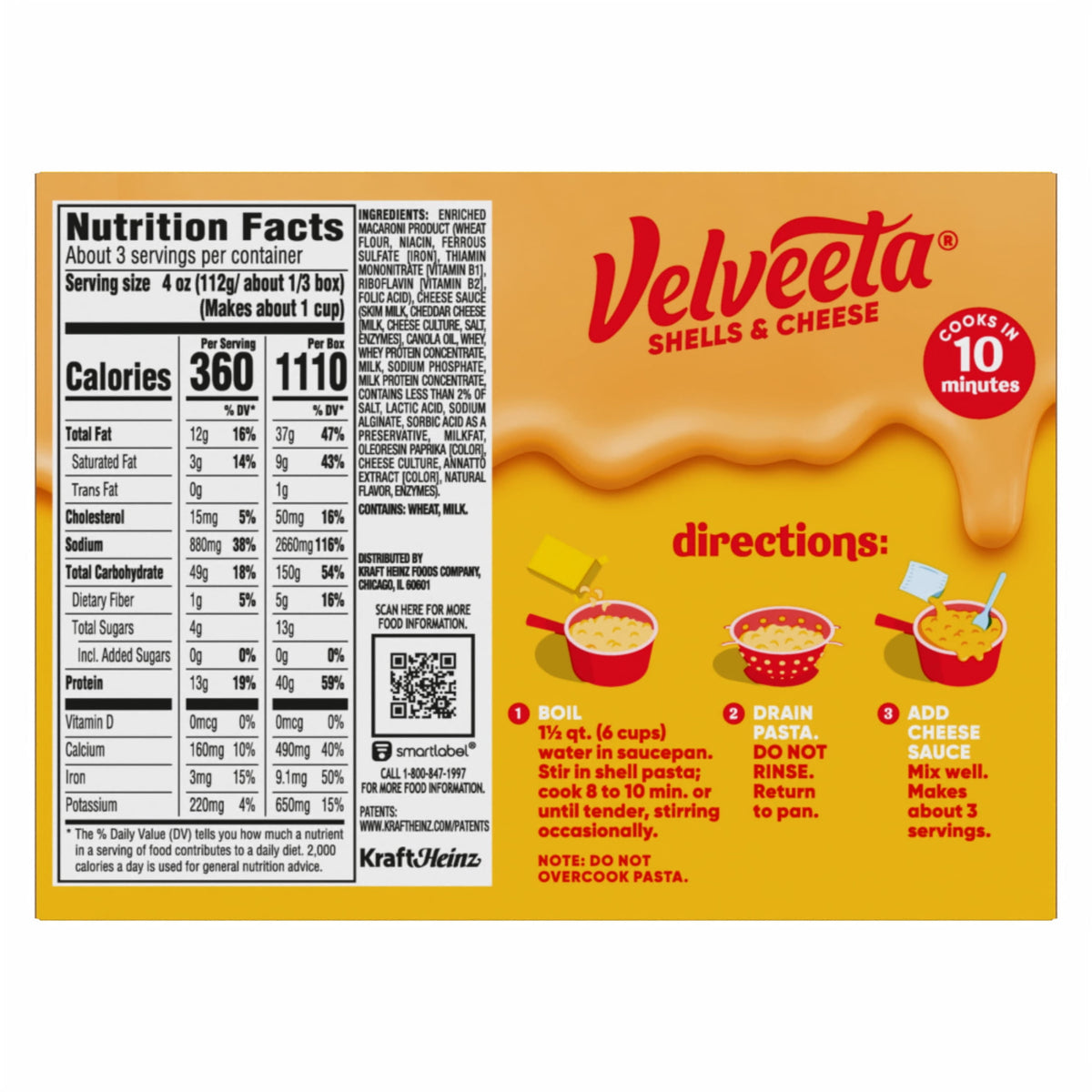 미국직구 벨비타 Shells and Cheese Mac and Cheese, 1 Box, for Easy Dinner or Dinner Sides, Original Flavor, Made with Real Cheese, 12 oz