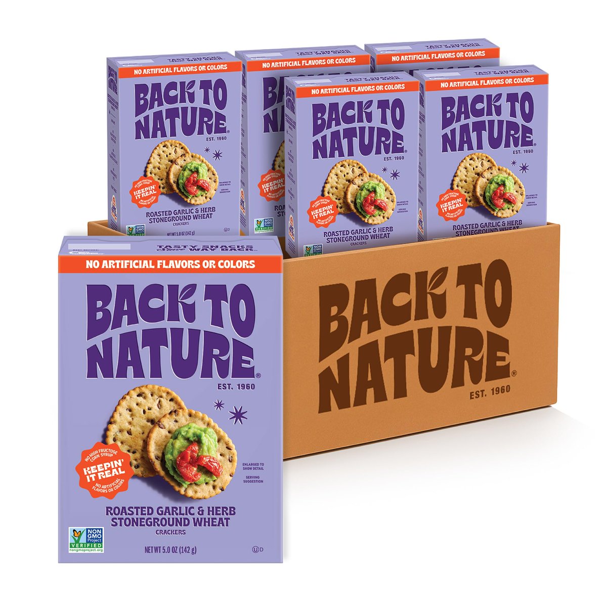 미국직구 3x Back To 과자 6팩 / 3x | Back To Nature - Stoneground Wheat Crackers - Garlic & Herb - 2