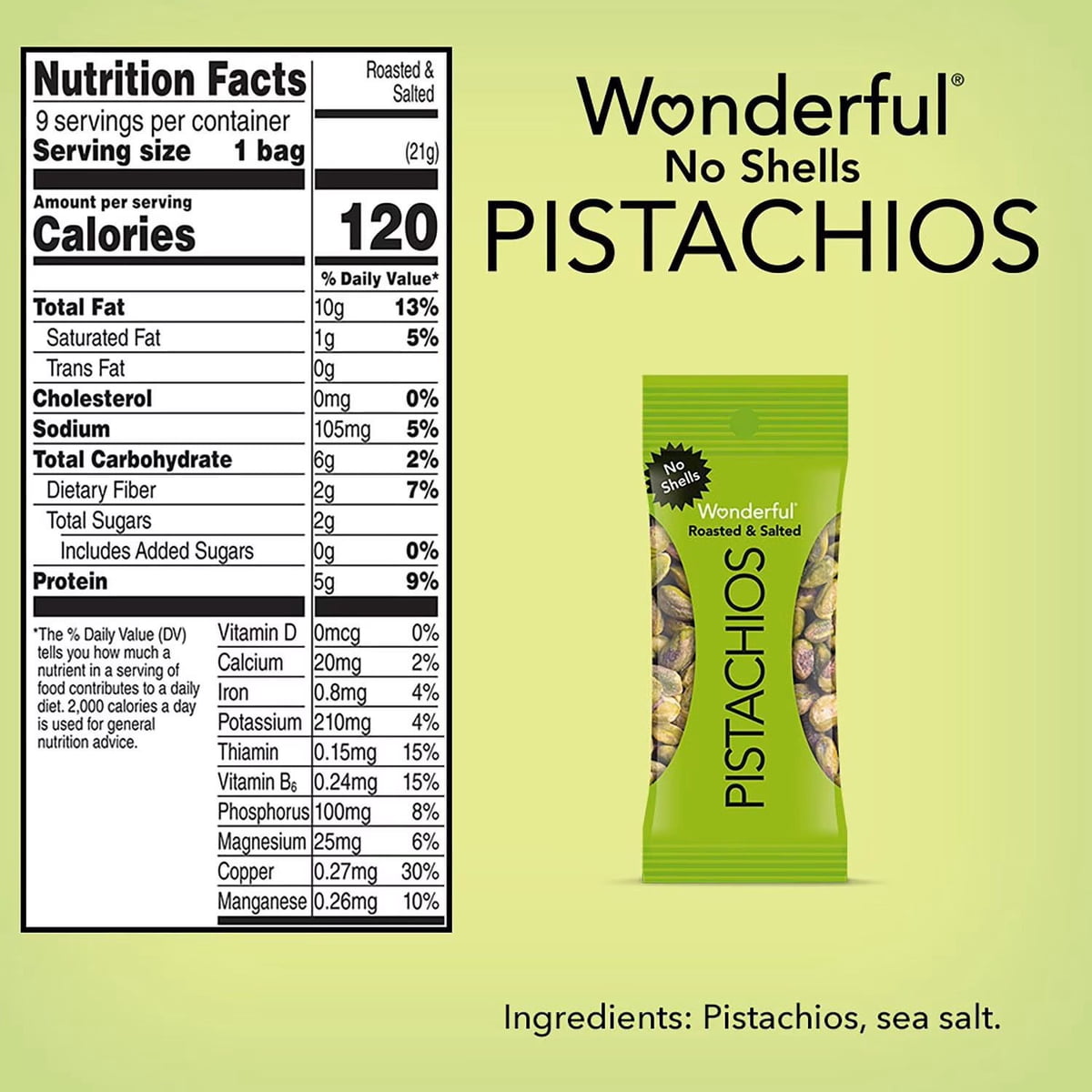 미국직구 Wonderful Salted & 21g / Wonderful Salted & Roasted Pistachios, No Shells, 21g, 21 pk 2