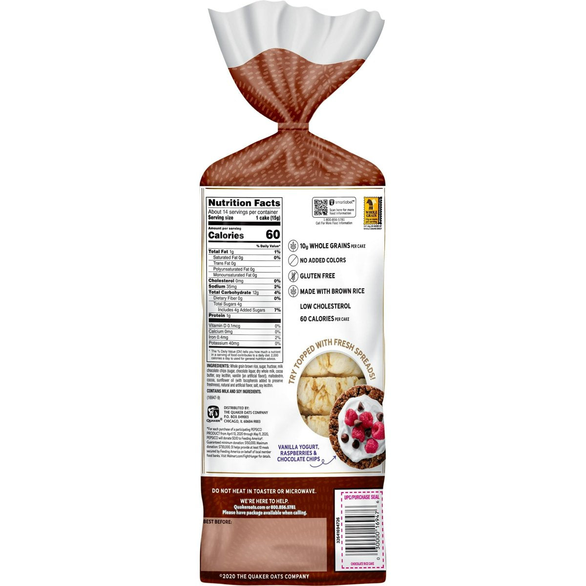 미국직구 초콜릿 205g / (1 PACK) Quaker Rice Cakes, Whole Grain Chocolate, Gluten Free, 205g 2