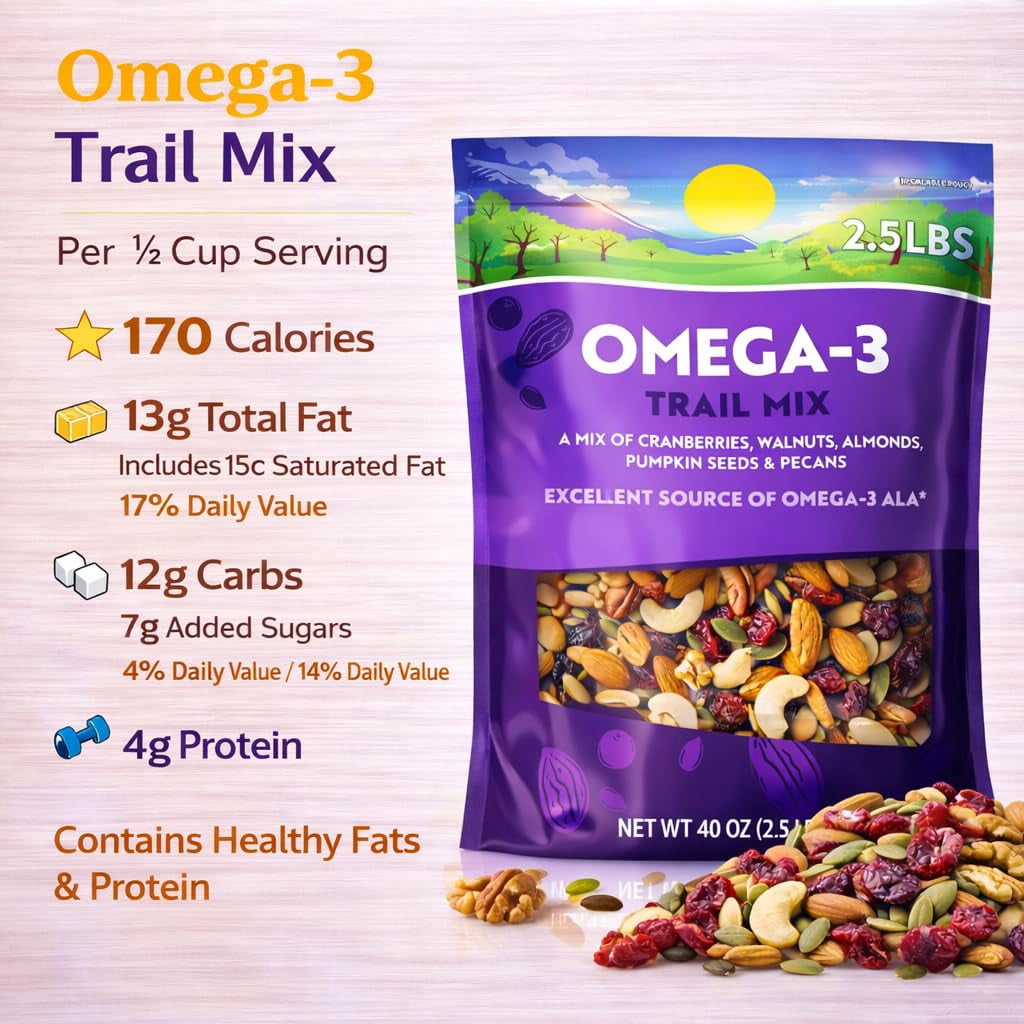미국직구 Omega 견과 1.1kg / Omega 3 Trail Mix Snack Blend Cranberries Walnut Almond Pumpkin Seed 2