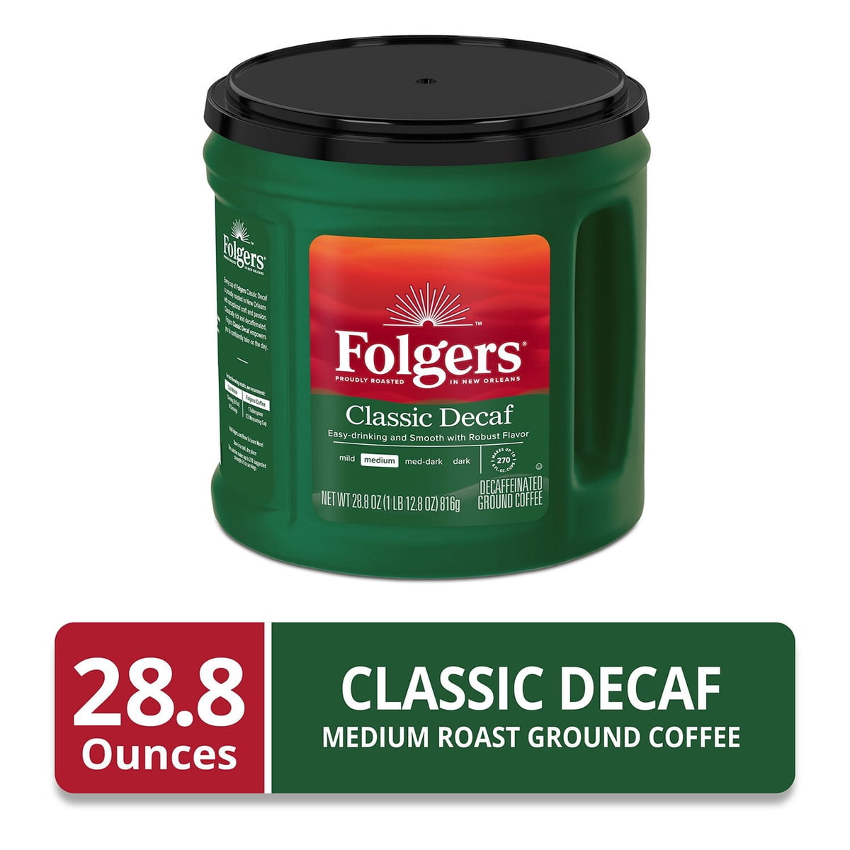 미국직구 Folgers Decaffeinated 커피 816g / Folgers Decaffeinated Classic Roast Ground Coffee, 81 2