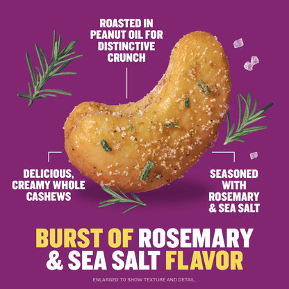미국직구 플랜터스 Rosemary & Sea Salt Flavored Whole Cashews, Plant Based Protein Snacks for Adults, On-The-Go, Gluten Free, 5 oz Resealable Package