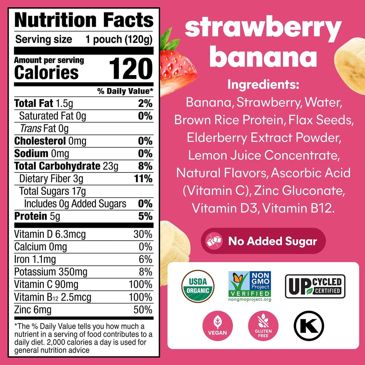 미국직구 Noka 120g 12팩 / Noka Organic Plant Protein Smoothie Pouches, Strawberry Banana, 120g 2