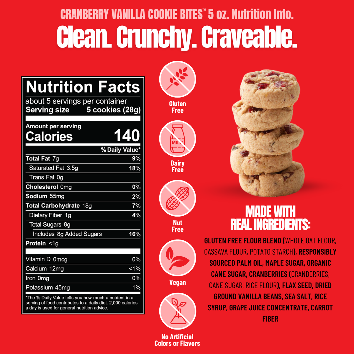 미국직구 Every Body Eat 과자 2팩 / Every Body Eat Crunchy Cookie Bites, Cranberry Vanilla - Glute 2