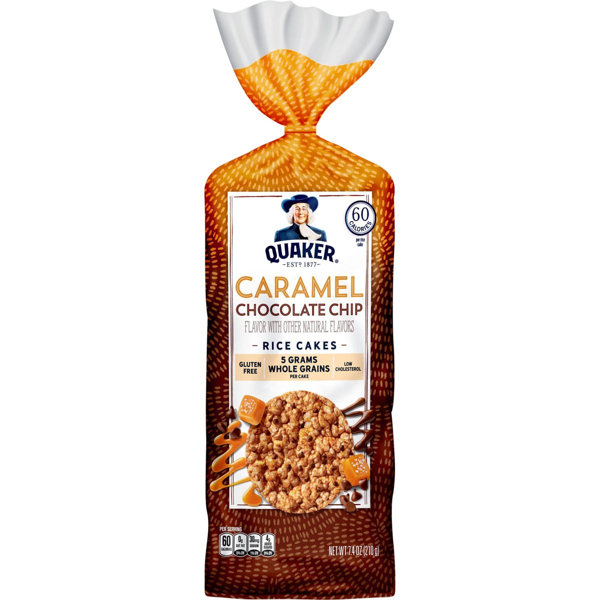 미국직구 초콜릿 210g / ( 1 PACK) Quaker Gluten Free Caramel Chocolate Chip Rice Cakes Bag, 21 1