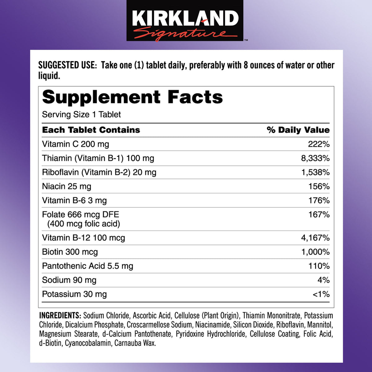미국직구 커클랜드 비타민B Kirkland Signature Super B-Complex with Electrolytes, 500 Tablets