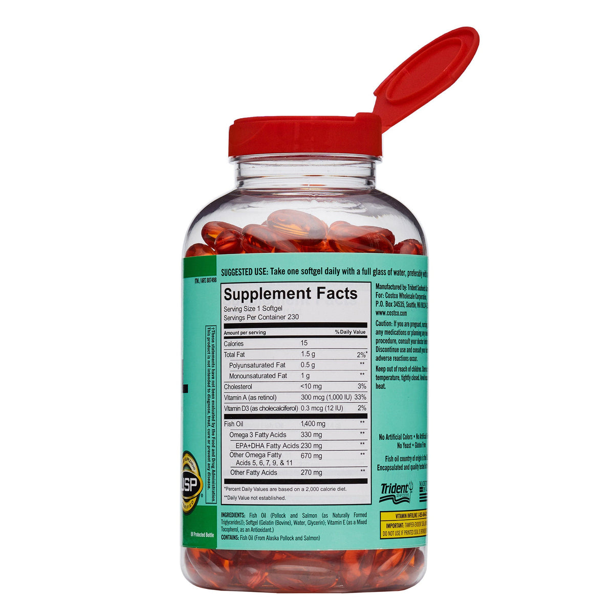 미국직구 커클랜드 오메가3 Kirkland Signature Wild Alaskan Fish Oil 1400 mg, 230 Softgels