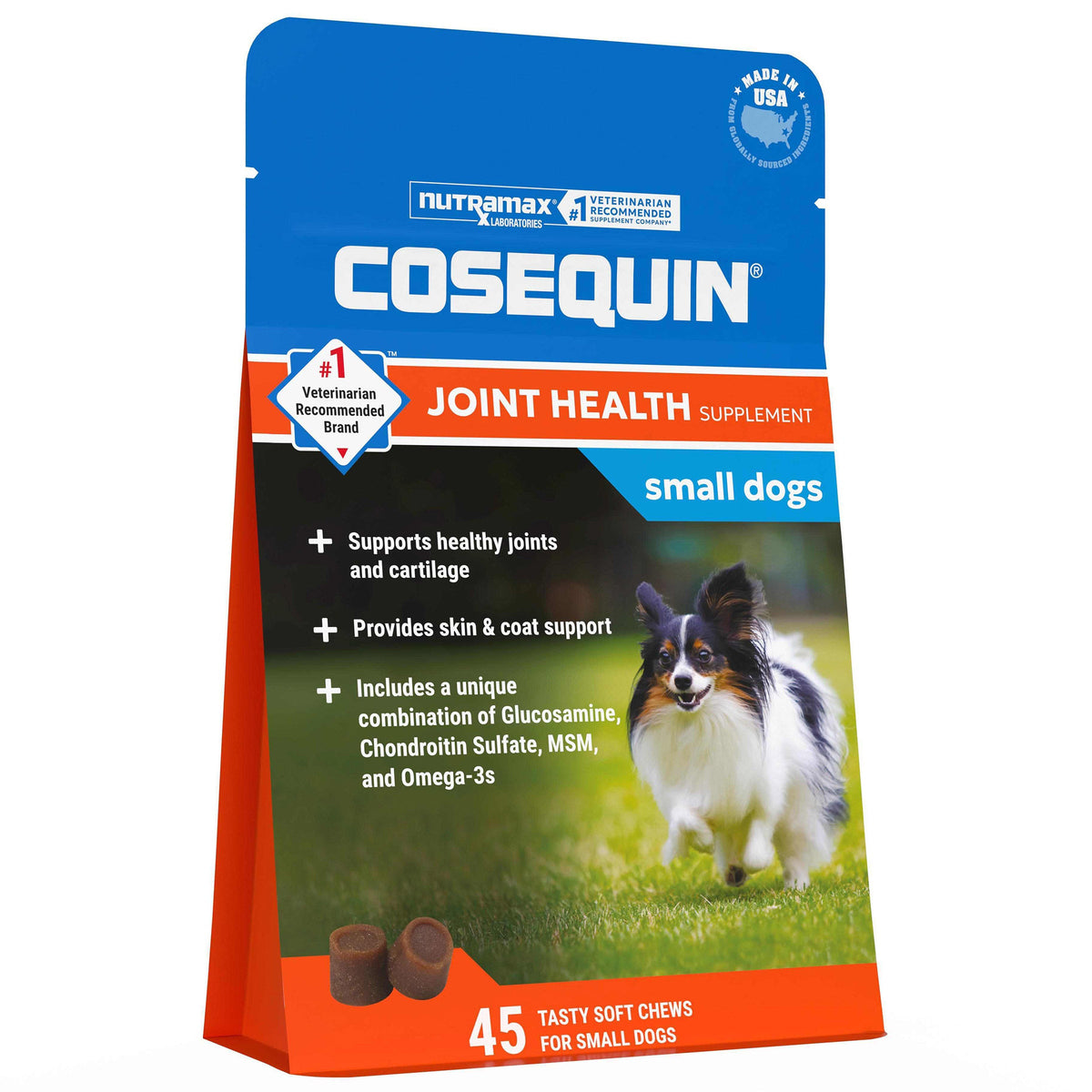 미국직구 코세퀸 강아지 영양제 Cosequin Minis with MSM Plus Omega-3's Joint Health Supplement for Dogs, 45ct Soft Chews, 4-pack