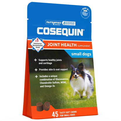 미국직구 코세퀸 강아지 영양제 Cosequin Minis with MSM Plus Omega-3's Joint Health Supplement for Dogs, 45ct Soft Chews, 4-pack