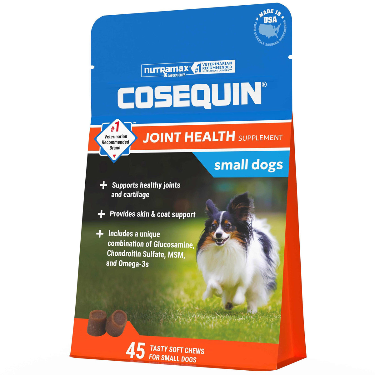 미국직구 코세퀸 강아지 영양제 Cosequin Minis with MSM Plus Omega-3's Joint Health Supplement for Dogs, 45ct Soft Chews, 4-pack