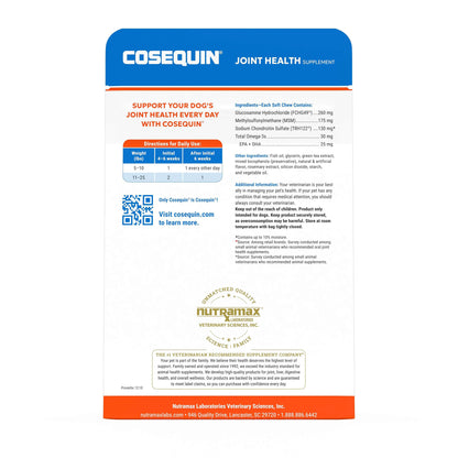 미국직구 코세퀸 강아지 영양제 Cosequin Minis with MSM Plus Omega-3's Joint Health Supplement for Dogs, 45ct Soft Chews, 4-pack