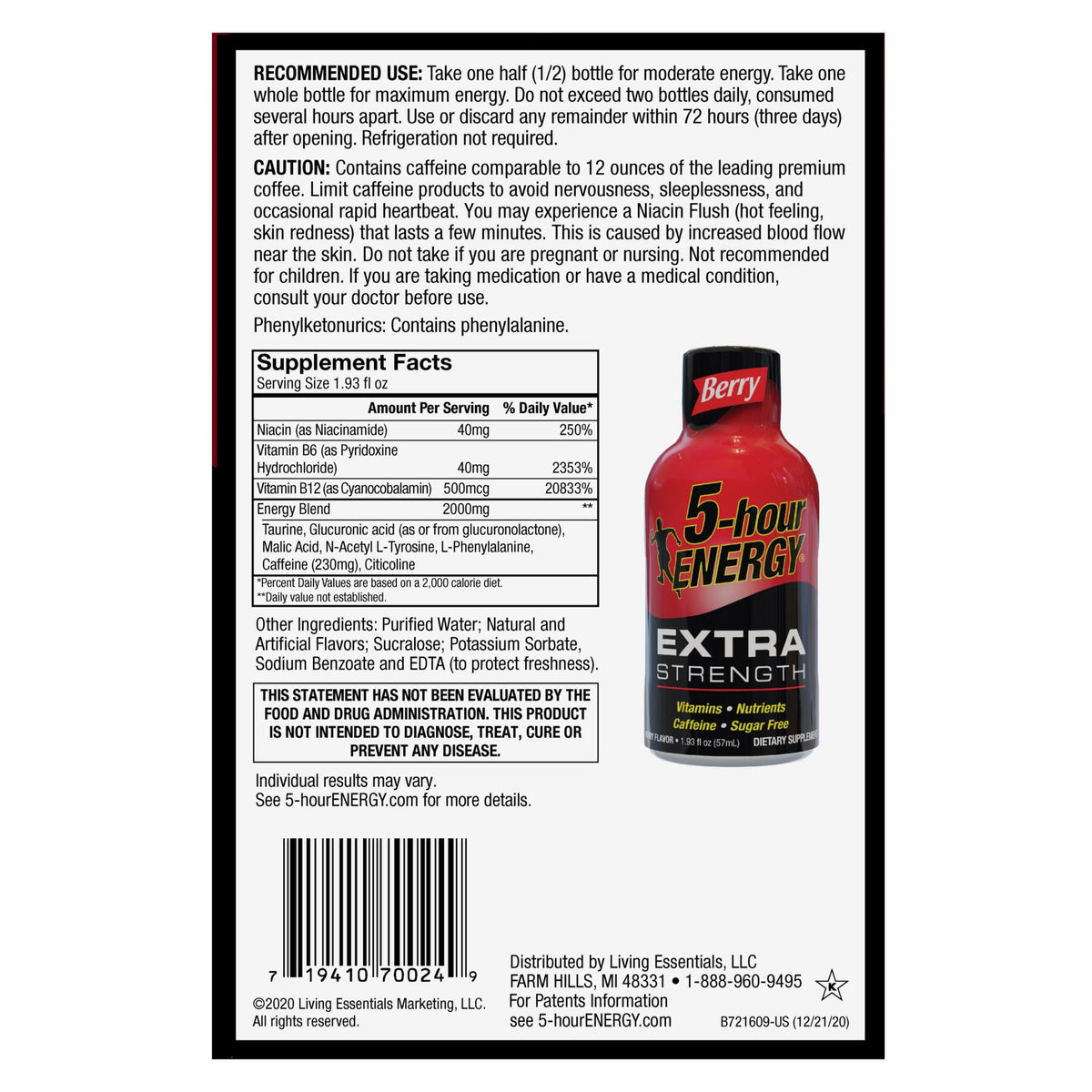 미국직구 5-hour Energy Shot 57ml / 5-hour Energy Shot, Extra Strength, Berry, 57ml, 24-count 3