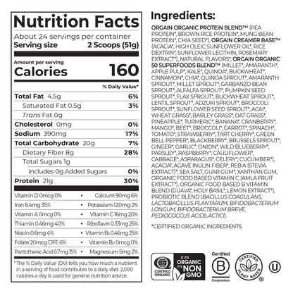 미국직구 오르가인 단백질 쉐이크 파우더 바닐라 Orgain Organic Protein and Superfoods Plant Based Protein Powder, Vanilla Bean, 2.7 lbs