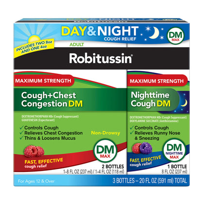 미국직구 로비투신 감기약 Robitussin DM Maximum Strength Day & Night Cough Relief, 20 Ounces