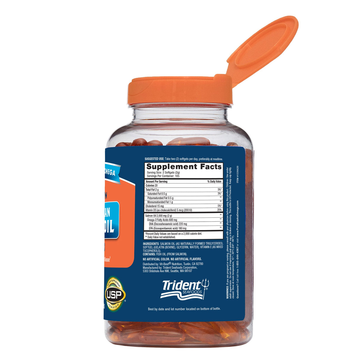 미국직구 영양제 Pure Alaska Omega Wild Salmon Oil 1000 mg, 210 Softgels