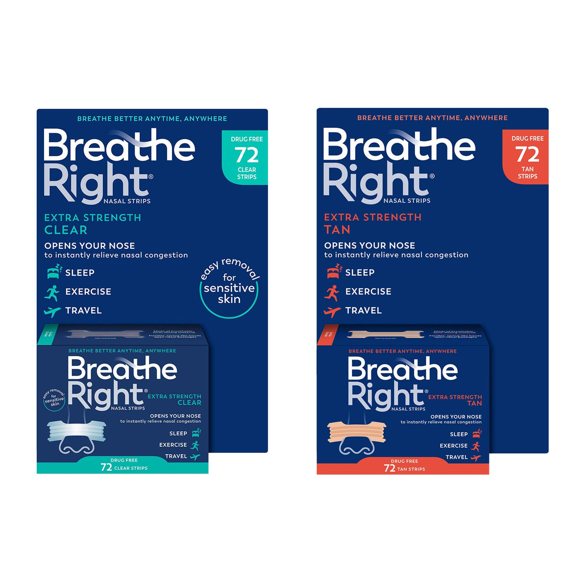 미국직구 브리드라이트 코골이 밴드 Breathe Right Extra Strength Nasal Strips, 72 Strips
