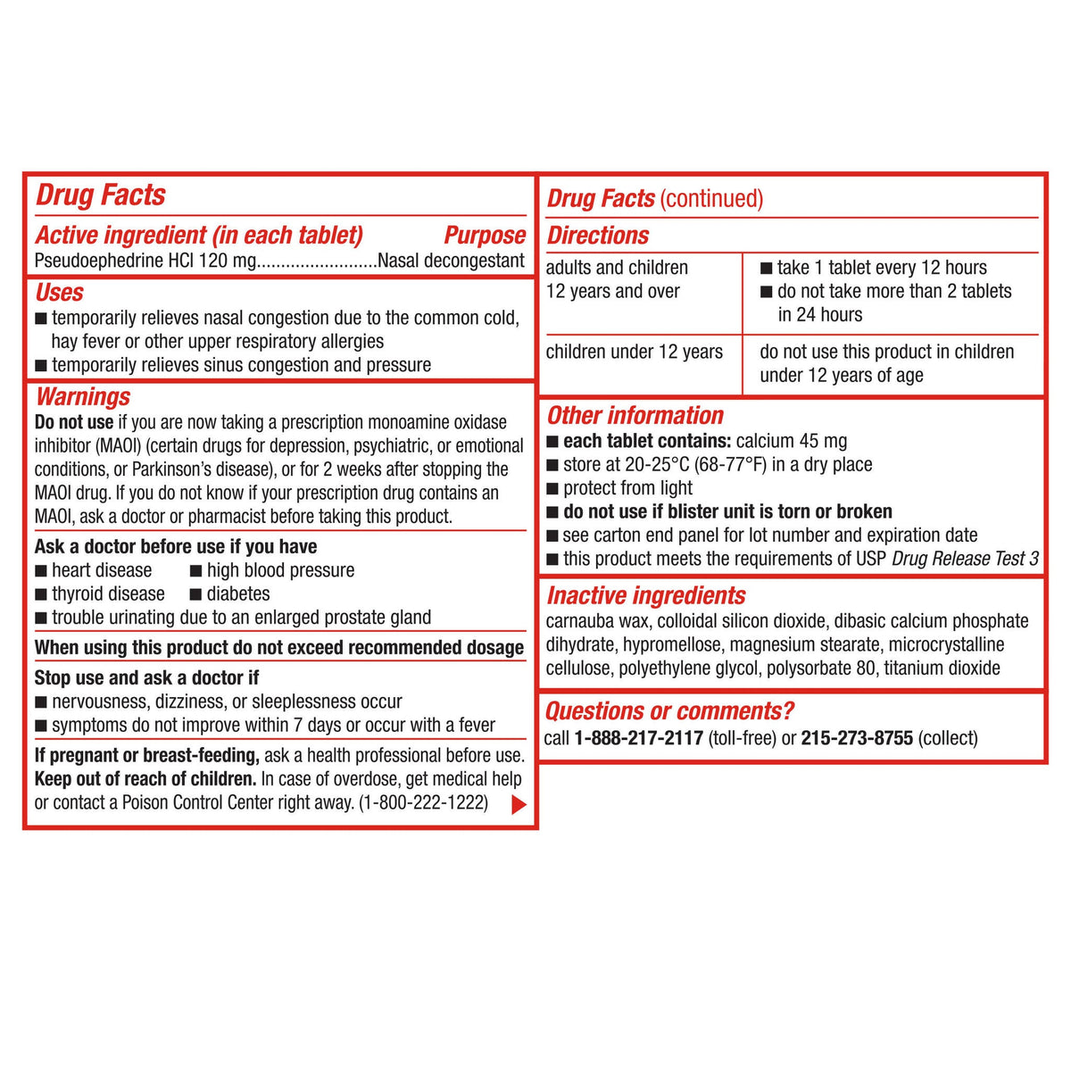 미국직구 생활건강 Sudafed Maximum Strength 12-Hour Sinus Decongestant, 120 mg Pseudoephedrine HCl, 30 Caplets