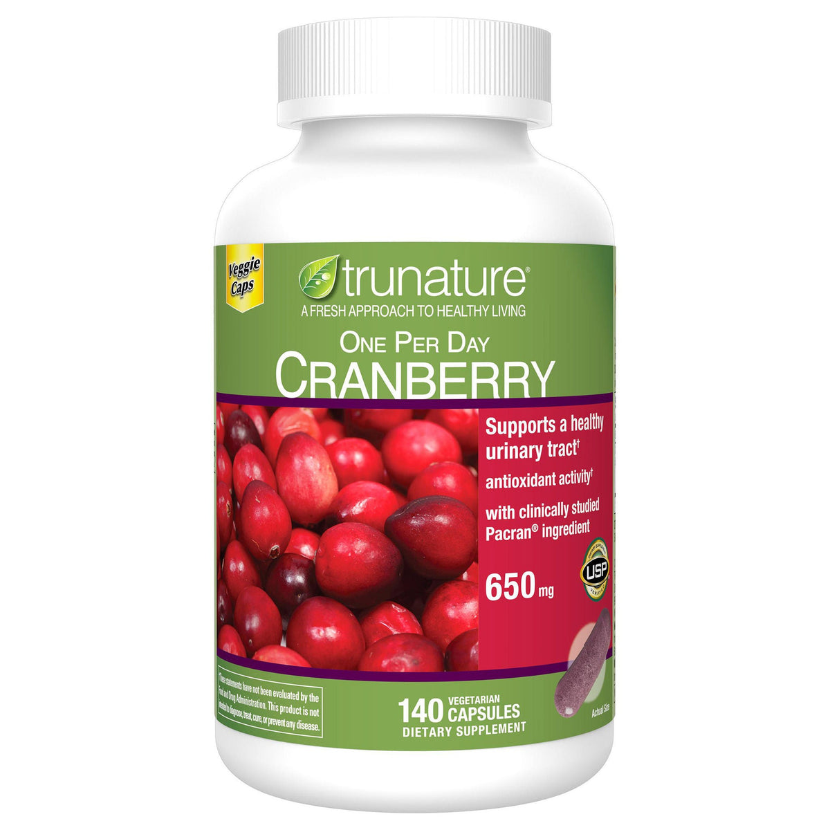 미국직구 트루네이처 크랜베리 trunature Cranberry 650 mg, 140 Vegetarian Capsules