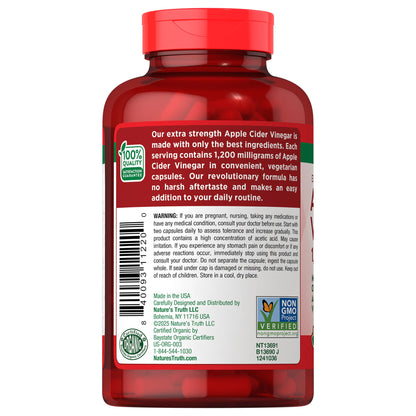 미국직구 애플사이다비니거 Nature's Truth Apple Cider Vinegar 1200 mg., 180 Capsules