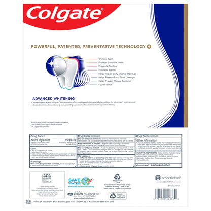 미국직구 콜게이트 치약 Colgate Total Active Prevention Plus Advanced Whitening Toothpaste, 6.4 oz, 5-pack