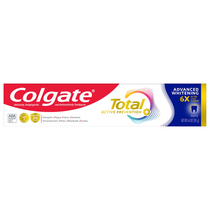 미국직구 콜게이트 치약 Colgate Total Active Prevention Plus Advanced Whitening Toothpaste, 6.4 oz, 5-pack