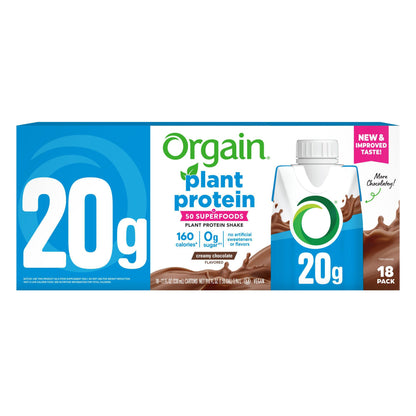 미국직구 오르가인 단백질 쉐이크 음료 초콜릿 Orgain Plant-Based Protein Shake Creamy Chocolate, 11 fl oz, 18-pack