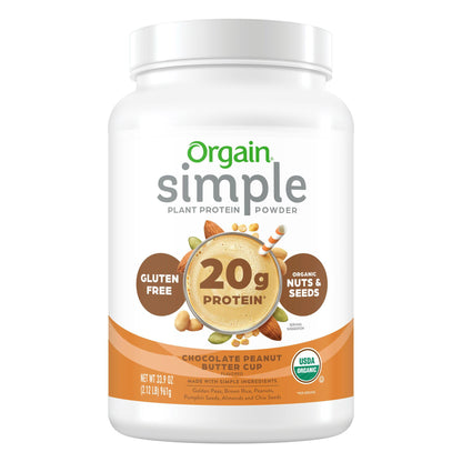 미국직구 오르가인 단백질 쉐이크 파우더 초콜릿 땅콩버터 Orgain USDA Organic Simple Plant Protein Powder, Chocolate Peanut Butter Cup, 2.12 lbs