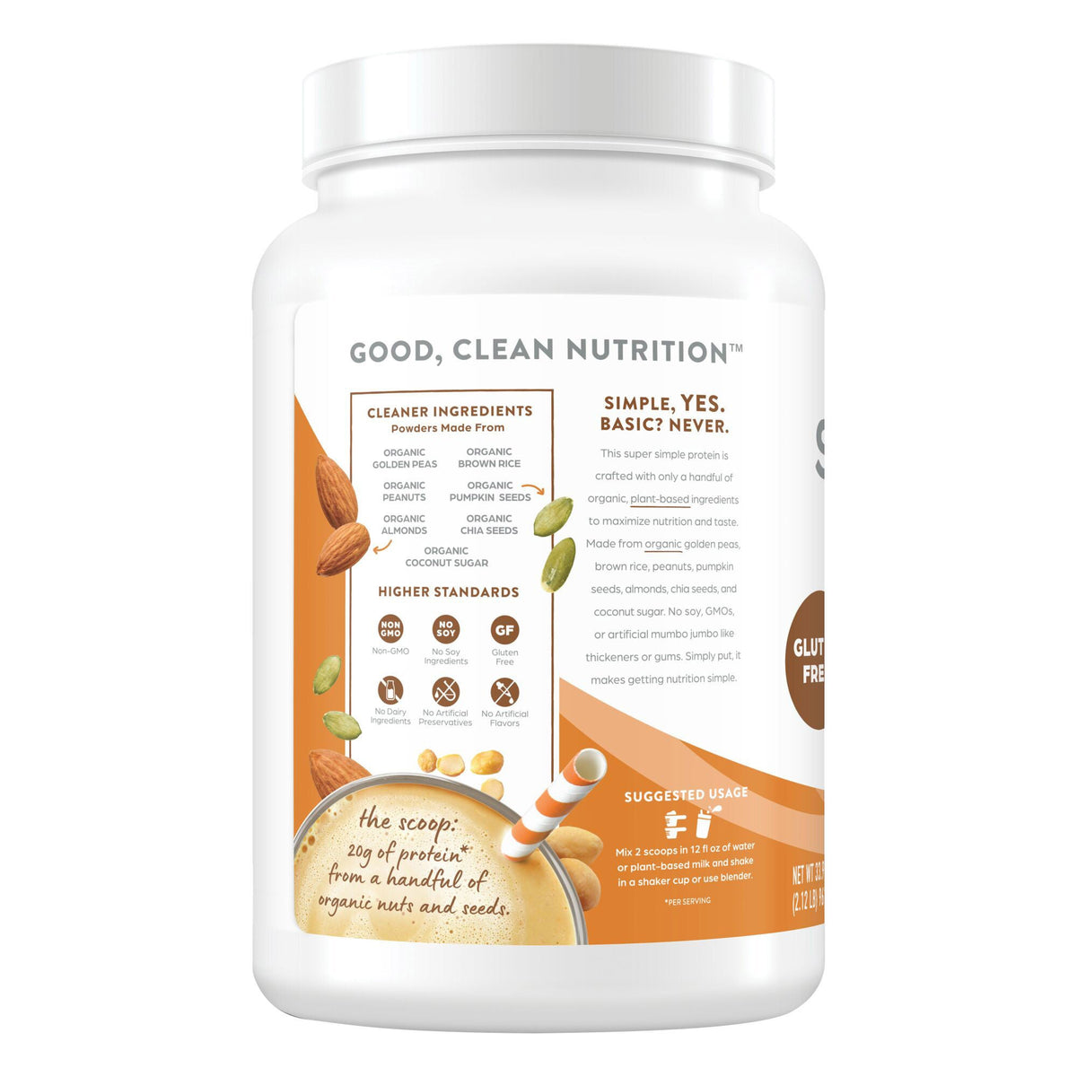 미국직구 오르가인 단백질 쉐이크 파우더 초콜릿 땅콩버터 Orgain USDA Organic Simple Plant Protein Powder, Chocolate Peanut Butter Cup, 2.12 lbs