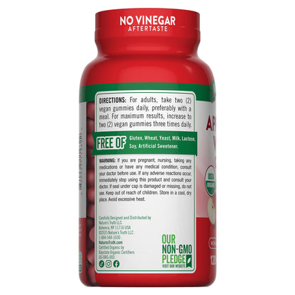 미국직구 애플사이다비니거 Nature's Truth Organic Apple Cider Vinegar 500 mg., 120 Gummies