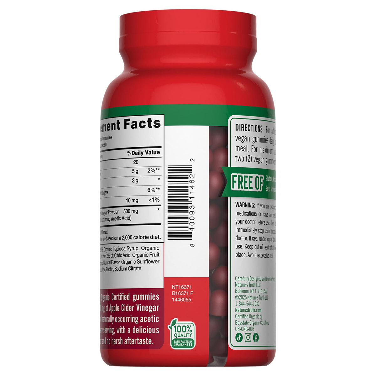 미국직구 애플사이다비니거 Nature's Truth Organic Apple Cider Vinegar 500 mg., 120 Gummies