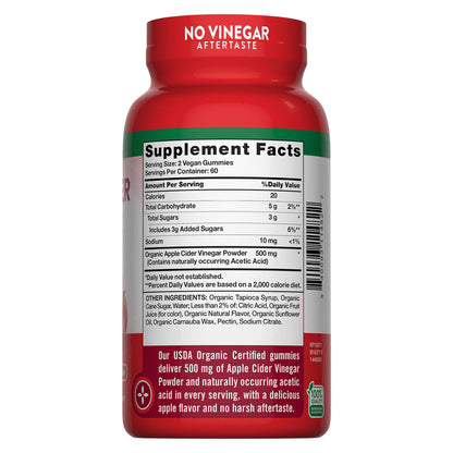미국직구 애플사이다비니거 Nature's Truth Organic Apple Cider Vinegar 500 mg., 120 Gummies