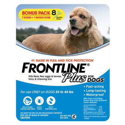 미국직구 프론트라인 반려견 해충·구충 Frontline Plus Flea and Tick Dog Treatment 23-44 lb, 7+1 Doses