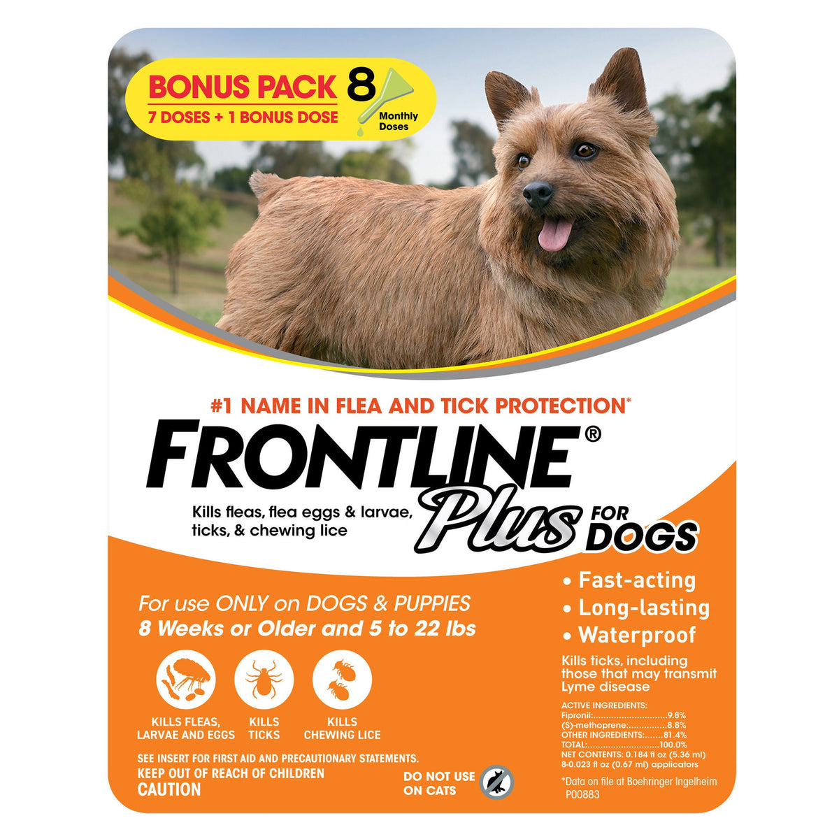 미국직구 프론트라인 반려견 해충·구충 Frontline Plus Flea and Tick Dog Treatment 5-22 lb, 7+1 Doses